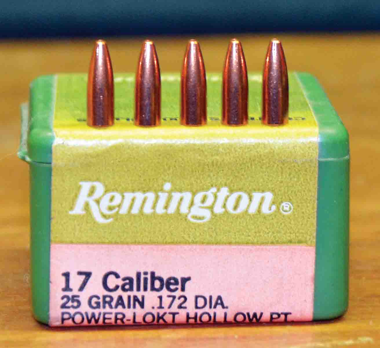 Remington began selling 25-grain Power-Lokt hollowpoint bullets for handloading about a year after introducing 17 Remington ammunition. Quite accurate, it did a great job of expanding at the outer fringes of the effective range of the cartridge. It has been replaced by what Remington describes as a 25-grain Core-Lokt that is presently available only in factory ammunition.